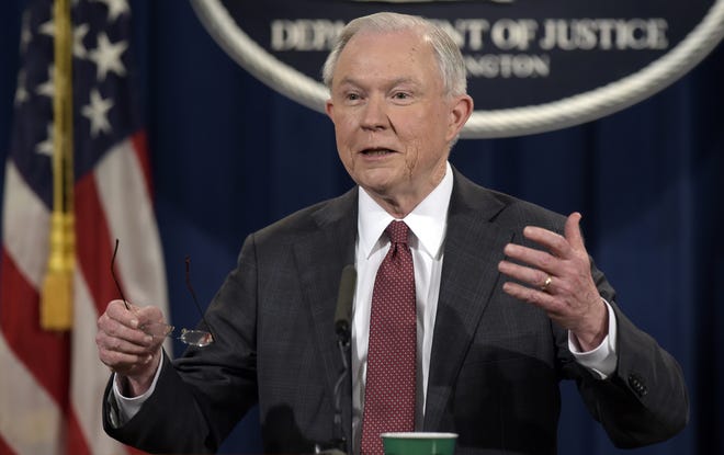 FILE - In this March 2, 2017, photo, Attorney General Jeff Sessions speaks during a news conference at the Justice Department in Washington. Everyone splits rhetorical hairs from time to time, but politicians are especially adept at trying to dance their way out of a bind with carefully crafted explanations. Sessions, who met with the Russian ambassador twice last year, maintaining that he was truthful when he told a Senate committee during his January confirmation hearing that he þÄúdid not have communications with the Russians.þÄù He was an adviser to Donald TrumpþÄôs campaign at the time. (AP Photo/Susan Walsh)