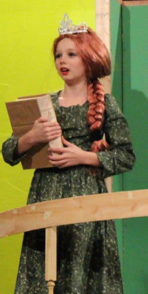 Hannah Mosholder, a sixth-grader at Hartman Elementary School in Ellwood City, plays young Fiona in "Shrek, the Musical Jr." at New Castle Playhouse.