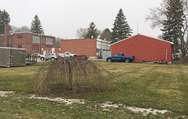 Town of Corning officials said the town hopes to set up a community garden in this green space outside town hall this summer. [ERIC WENSEL/THE LEADER]