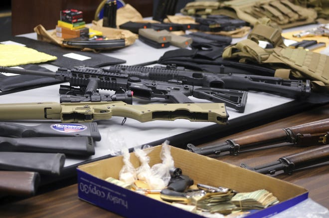 High-powered rifles, ballistic armor and more than $50,000 worth of cocaine were seized Thursday in Los Angeles. The U.S. State Department reports cocaine is on the rise, with the drug largely coming to the country from Colombia. [AP PHOTO]