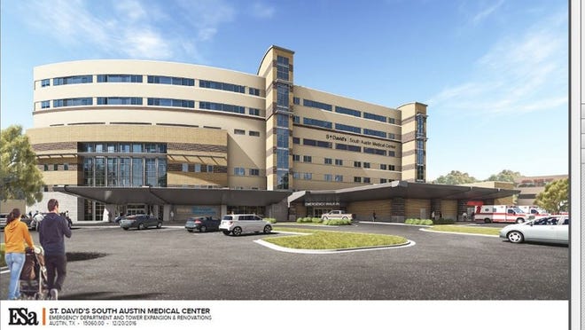 An artist’s rendering shows the planned $58 million expansion at St. David’s South Austin Medical Center.CREDIT: St. David’s South Austin Medical Center