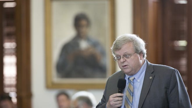 State Sen. Paul Bettencourt, R-Houston, spoke on Senate Bill 7 before it passed out of the Texas Senate on Wednesday. Bettencourt filed the bill to address improper relationships between teachers and students. JAY JANNER/ AMERICAN-STATESMAN