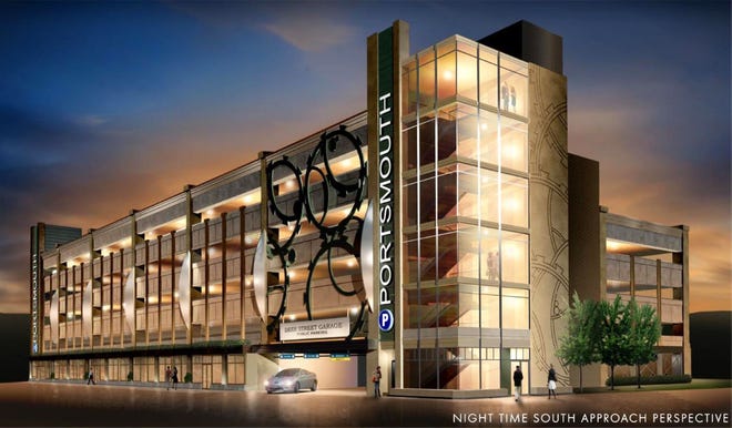 The city of Portsmouth unveiled the design of its new parking garage off Deer Street and says construction will begin in April or May with completion scheduled for September 2018. [Image courtesy of DeStefano Architects and Walker Parking Consultants]