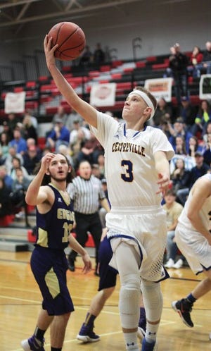Tyler Carpenter of Centreville heads in for a layup on Wednesday evening.