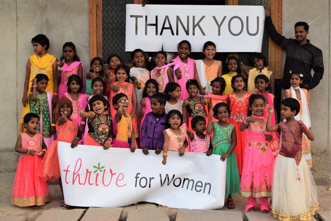 Girls at an orphanage in Sangareddy, India who are sponsored by Thrive for Women in Exeter. [Courtesy photo]