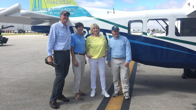 In February, Gary Lickle flew Martha Stewart over the Everglades. Left to right, standing in front of the Airvan are Lickle, Deborah Johnson, Martha Stewart and Steven Davis. Courtesy of Gary Lickle
