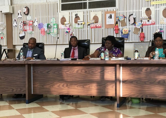 (file) The Willingboro Board of Education, pictured above in June, introduced a preliminary budget at their meeting on Monday, March 13, 2017.