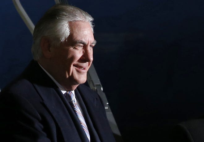 U.S. Secretary of State Rex Tillerson arrives at Haneda international airport in Tokyo, as the first stop of his tour to Asia, Wednesday, March 15, 2017. THE ASSOCIATED PRESS