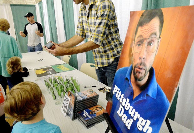 Young spectators line up to meet Curt Wootton, best known as the social media sensation "Pittsburgh Dad" during the 2014 Times Home and Garden Show at the Community College of Beaver County.