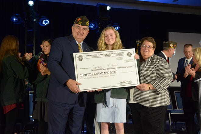 Bret Harte High School senior Savannah Wittman is awarded first place in the VFW essay contest in Washington, D.C. [COURTESY]