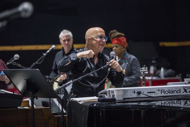 Paul Shaffer rehearses for a charity event with the World's Most Dangerous Band in New York recently. Nearly two years after the end of his 33-year-long talk show gig with David Letterman, Shaffer is about to release an album with his longtime musical colleagues and go on tour. [Hiroko Masuike/New York Times]