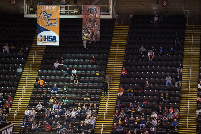 RYAN MICHALESKO/JOURNAL STAR

Empty seats were abundant the last two weekends during the high school boys basketball state finals at Carver Arena in Peoria.
