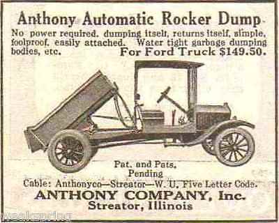 Here’s an advertisement for the Anthony Dump Truck box from back in the early 1920s. (Compliments Anthony Company)