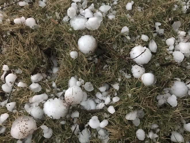 Golf ball-sized hail was reported in the Greer area and eastern Spartanburg County, with some car damage reported. Tom Priddy/tom.priddy@shj.com