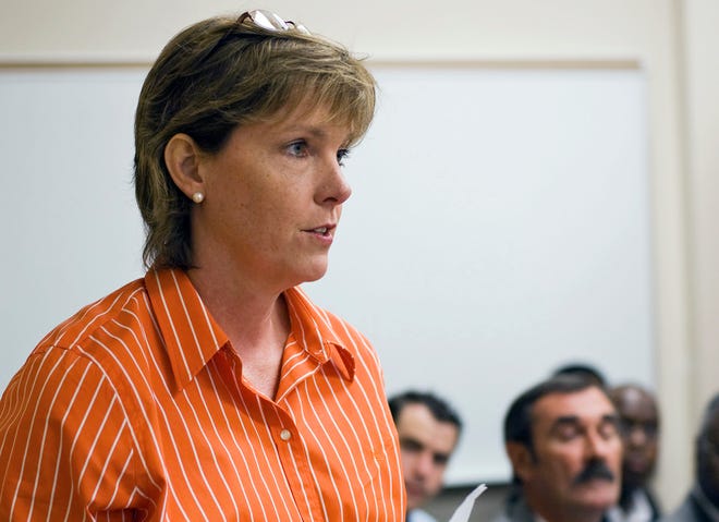 FILE - In this Aug. 9, 2009, file photo, Wendy Kelley, the deputy director of the Arkansas Department of Correction, speaks in Osceola, Ark. Her agency will attempt to conduct four double-executions within a 10-day period in April 2017 after not having executed anyone since 2005. (AP Photo/Tim Rand, File)