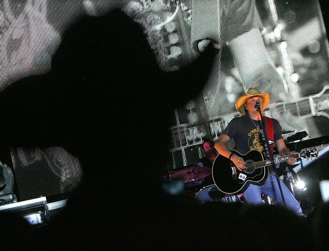 Jason Aldean performs in September 2011 at The Fun Never Sets Country Music Fest at Frank Brown Park in Panama City Beach. Aldean is one of three headliners named Tuesday for the 5th Annual Pepsi Gulf Coast Jam, scheduled for Sept. 1-3, 2017, at Frank Brown Park. [NEWS HERALD FILE PHOTO]