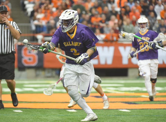 Victor graduate TD Ierlan was named America East Rookie of the Week for March 20. [Greg Wall for UAlbany Athletics]