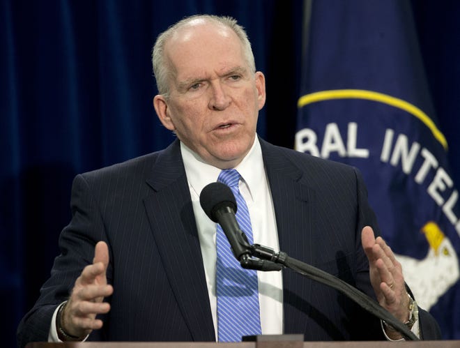 Former CIA Director John Brennan speaks during a news conference at CIA headquarters in Langley, Va. in 2014. Brennan will kick off next year's Ringling Town Hall Lecture series. (AP Photo/Pablo Martinez Monsivais, File)