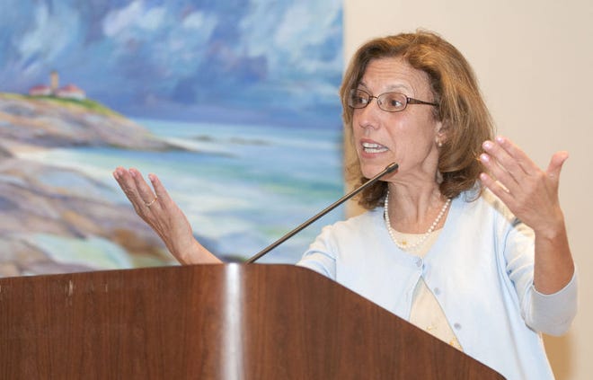 M. Teresa Paiva Weed speaks during the annual meeting of the Arts and Cultural Alliance of Newport County in 2014 at the Newport Art Museum.