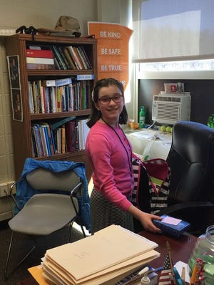 Fifth grader Danica Shanahan took over principal duties last Friday at Woodsdale Elementary School.