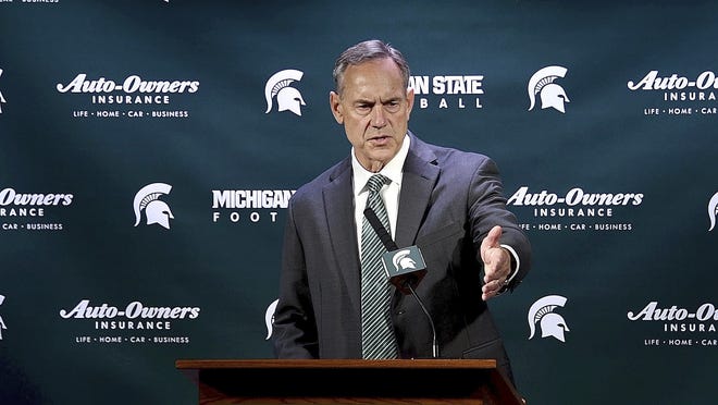 Michigan State coach Mark Dantonio speaks during an NCAA college football news conference at Spartan Stadium, Tuesday, March 28, 2017, in East Lansing, Mich. (Dale G Young/Detroit News via AP)