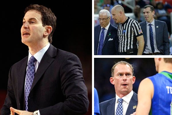 Joe Pasternack of Arizona (clockwise, from left), C.B. McGrath of North Carolina and Joe Dooley of Florida Gulf Coast are the three candidates who will interview to become UNCW's next men's basketball coach. [Associated Press photos]