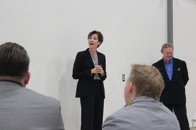 Iowa Lt. Gov. Kim Reynolds spoke briefly in Boone on Tuesday at a ribbon-cutting ceremony held at KemX Global, a a producer of glycerine made from renewable, natural and organic products (Jason W. Brooks/News-Republican).