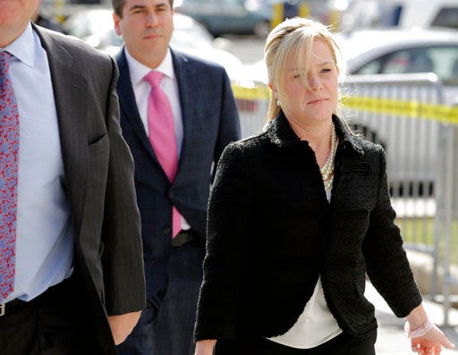 Bridget Kelly arrives for sentencing at federal court in Newark, N.J., Wednesday, March 29, 2017. Kelly and Bill Baroni, former aides to New Jersey Gov. Chris Christie, are scheduled to be sentenced Wednesday for their roles in the 2013 George Washington Bridge lane-closing scandal. (AP Photo/Seth Wenig)