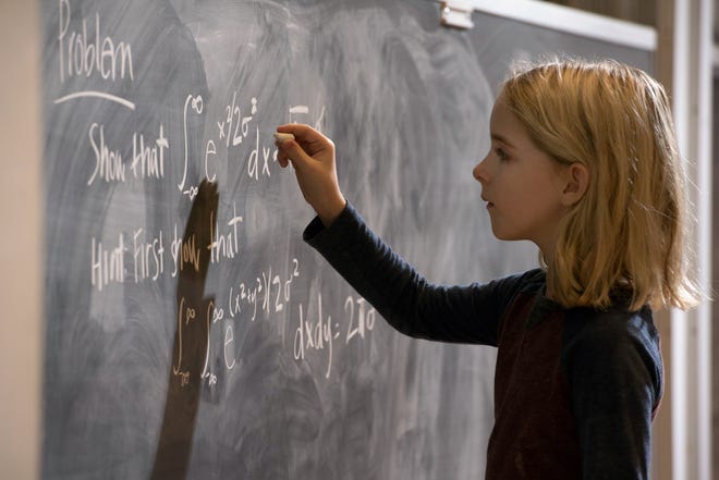 Mckenna Grace works out a complicated math problem in “Gifted.” (FilmNation Entertainment)