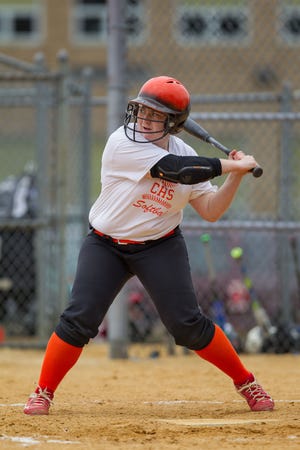 Cherokee's Ally St. Jean hit a single during her first at bat against Bordentown Thursday, March 30th, 2017.