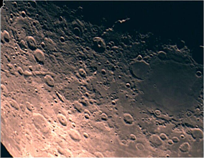 A closeup view of the moon provided by the Bridgewater State College observatory.