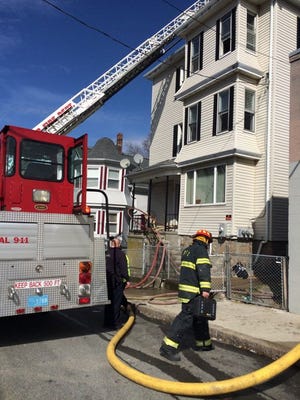 Three engines, two ladder trucks and one heavy rescue responded to a fire Monday afternoon at 212 Diman St. in Fall River. No one was injured, but six people were displaced as a result of the two-alarm fire, which has been declared suspicious.