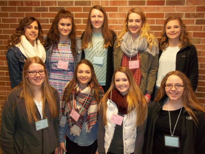 Eight members of the Lena-Winslow FFA chapter attended the Women Changing the Face of Agriculture Conference in Champaign on March 9. [PHOTO PROVIDED]