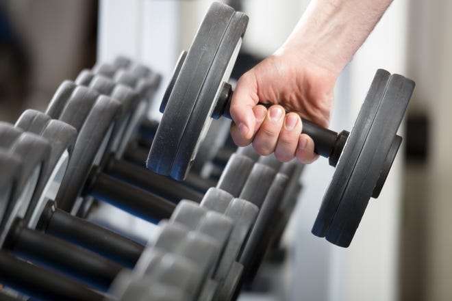 If lifting weights, the resistance used should leave the muscles fatigued by the end of the set, but not be so heavy that your form suffers or you feel pain. [ISTOCK IMAGE]