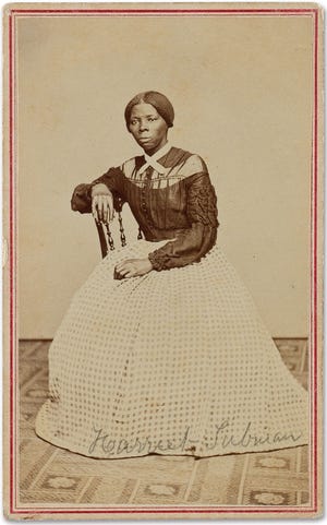 FILE - This undated file photo provided by Swan Auction Galleries shows a photograph of 19th century abolitionist Harriet Tubman. Swann Galleries is offering the circa late 1860s image for sale in New York during their auction of books, other printed material and photos from the slavery and abolition eras on Thursday, March 30, 2017. (Courtesy Swann Auction Galleries via AP, File)