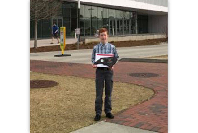 FAIR WINNER — Luke Hurley places second in the Chemistry division at the N.C. Science and Engineering Fair for a biofuel production efficiency project. (Contributed photo)