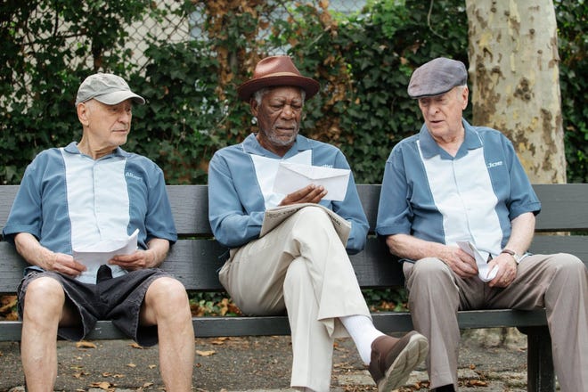 Albert (Alan Arkin), Willie (Morgan Freeman) and Joe (Michael Caine) in "Going in Style"