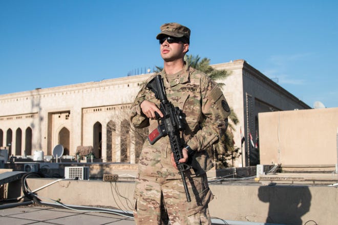 Spc. Daniel Czigler, a soldier with the North Carolina National Guard's 258th Engineer Utilities Detachment, is among more than 50 soldiers from the unit deployed across Iraq and Kuwait supporting the Operation Inherent Resolve mission. [U.S. Army photo by Spc. Derrik Tribbey]
