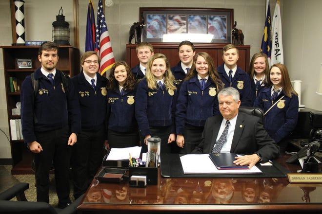 Students visit Capital w/pics

West Craven High School Future Farmers of America (FFA) members and Havelock High School FFA members took on the North Carolina State Capital on Thursday, Feb. 16, 2017. The FFA students ventured to Raleigh to meet with their senator and representatives. The students were excited they had an opportunity to have one on one time with Senator Norman W. Sanderson and Representative John Bell. The conversation included hot topics going on in the legislature that concerned education and agriculture. Part of the visit allowed for the students to sit in on a house session and watch as they debated important bills such as HB 13: Class Size Requirement Changes. This was a great learning experience for students to understand how important their voice is and how they can help make a difference in the world.