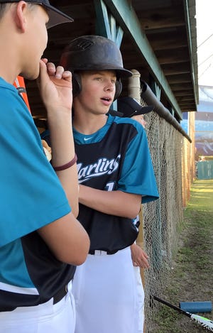 Destin's Benton Henderson smacked two homers in the win over Bruner on Monday in middle school baseball. He had a total of four hits and five RBIs in the 18-8 victory. [TINA HARBUCK/THE LOG]
