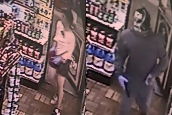 Images from surveillance video of a robbery at the Texaco station at 3401 SW College Road in Ocala Saturday night. [Video courtesy of OPD]