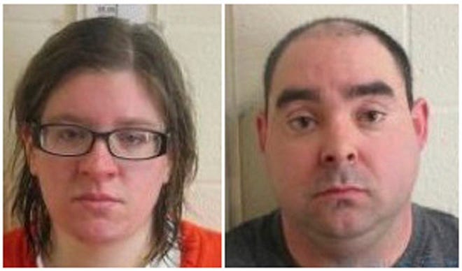 These undated photos provided by the Chenango County Sheriff's Department in Norwich, N.Y. shows Heather and Ernest Franklin. The couple decided to kill their disabled adoptive son and cover up the crime with a house fire after watching the Oscar-winning movie "Manchester by the Sea," according to the New York prosecutor handling the case. (Chenango County Sheriff's Department/WBNG News via AP)