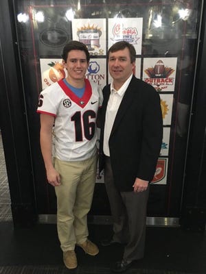 Mitchell Wasson of Lassiter with Georgia’s Kirby Smart on a UGA visit in January of 2016. (Photo via Mitchell Wasson Twitter).