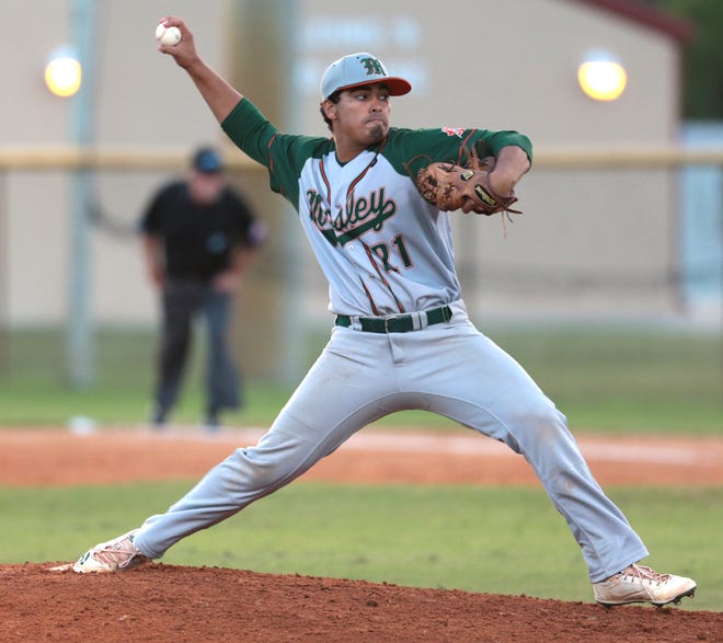 Mosley's Nicky Agosto pitched a one-hit shutout in Wednesday's 6-0 victory over Arnold. [Patti Blake | The News Herald]