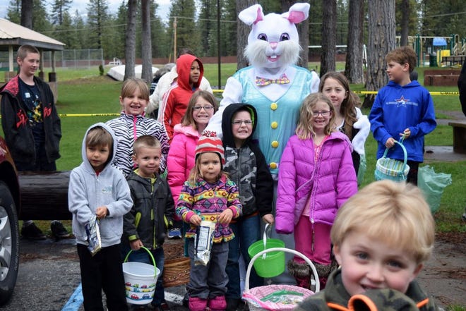 Egg hunters in McCloud enjoyed visiting with the Easter Bunny during the annual event put on by McCloud Community Recreation Council on April 8, 2017 at Hoo Hoo Park. Four more Mt. Shasta area Easter egg hunts are scheduled for Saturday, April 15: in Mount Shasta at 10 a.m. at the city park, in Lake Shastina at Hoy Park at 10 a.m., in Weed at Shasta View Estates from 11 a.m. to 1 p.m., and at the Ball Park in Dunsmuir from 10 a.m. to noon.