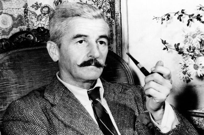 Nobel Prize-winning novelist William Faulkner at his home near Oxford, Miss., in 1950.