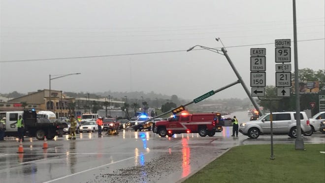 A traffic signal was damaged at Texas 95 and 21 in Bastrop Monday afternoon after a collision. CITY OF BASTROP