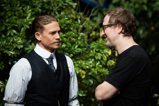 James Gray (right) gives acting suggestions to Charlie Hunnam. (Aidan Monaghan)