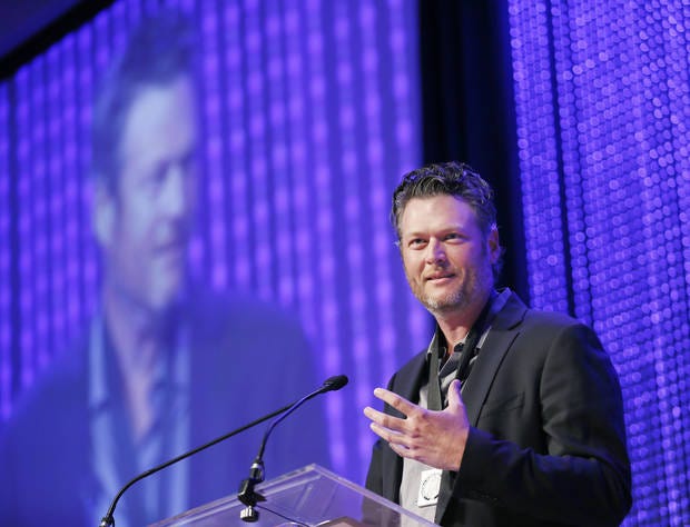 Inductee Blake Shelton speaks during the 2017 Oklahoma Creativity Ambassadors Gala at the National Cowboy & Western Heritage Museum in Oklahoma City, Monday, April 3, 2017. Photo by Nate Billings, The Oklahoman Archives