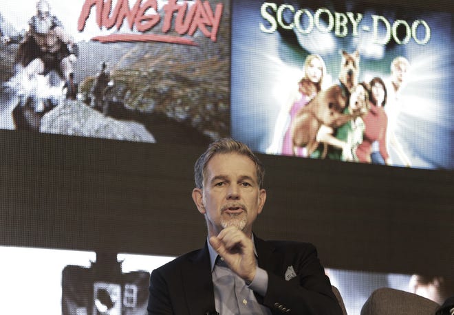 Netflx CEO Reed Hastings, here at press conference in Seoul, South Korea, said Monday that reaching 100 million subscribers is "a good start." [ASSOCIATED PRESS ARCHIVE / 2016]
